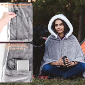 8-Zone Wearable Heated Blanket - 3 Adjustable Heat Levels, 59x31in Soft Flannel, USB-Powered Portable Design With Pockets, Machine Washable Winter War