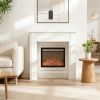 Modern fireplace mantel, freestanding fireplace, white