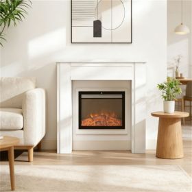 Modern fireplace mantel, freestanding fireplace, white