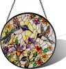 Hummingbird Sun Catcher Stained Glass Window Hanging   Wildflower and Bird Suncatchers for Windows Stained Glass Suncatcher 6.3 inch