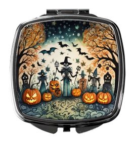 Papel Picado Skeletons Spooky Halloween Compact Mirror Decorative Travel Makeup Mirror for Women Girls Gifts Pocket Makeup Mirror Folding Handheld