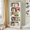 Modern 5-Tier Bookcase 180 Cm Height Free-Standing Design Bookshelf for Living Room Bedroom Organizer Storage Furniture