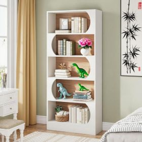 Modern 5-Tier Bookcase 180 Cm Height Free-Standing Design Bookshelf for Living Room Bedroom Organizer Storage Furniture