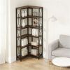 Freestanding Corner Bookcase Wooden Bookshelf with 7 Levels - Home Office Storage Organizer