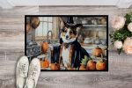 NEW Corgi Fall Kitchen Pumpkins Doormat Front Door Mat Indoor Outdoor Rugs for Entryway, Non Slip Washable Low Pile, 18H X 27W