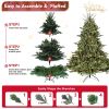 7FT Pre-Lit Christmas Tree, Artificial Fake Christmas Tree with 750 Lights, 2257 PE & PVC Mixed Branch Tips