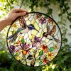 Hummingbird Sun Catcher Stained Glass Window Hanging   Wildflower and Bird Suncatchers for Windows Stained Glass Suncatcher 6.3 inch