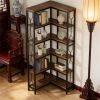 Freestanding Corner Bookcase Wooden Bookshelf with 7 Levels - Home Office Storage Organizer