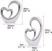 Porcelain Double Heart Decor,White and Silver Sculpture Home Decor for Living Room Entryway Coffee Dining Table Shelves, Wedding Anniversary