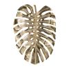 24.8x17.3x2" Gold Monstera Leaf Wall Décor