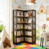 Freestanding Corner Bookcase Wooden Bookshelf with 7 Levels - Home Office Storage Organizer