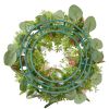 Artificial Rose Wreath, 14-Inch Diameter Faux Flower Wreath with Pink and White Roses, Flower Arrangement Centerpiece for Valentine's, Mother's Day