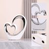 Porcelain Double Heart Decor,White and Silver Sculpture Home Decor for Living Room Entryway Coffee Dining Table Shelves, Wedding Anniversary