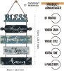 Bless the Food Before Us Farmhouse Kitchen Wall Decor - Dining Room Decorations Collage Art in Teal Blue Color Wooden Rustic 5pcs Roped Sign 13x24 Inc