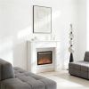 Modern fireplace mantel, freestanding fireplace, white