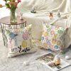 Happy Easter Rabbit Easter Eggs Colorful Flowers Throw Pillow Covers