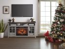 55 inch TV Media Stand with Electric Fireplace KD Inserts Heater,Gray Wash Color