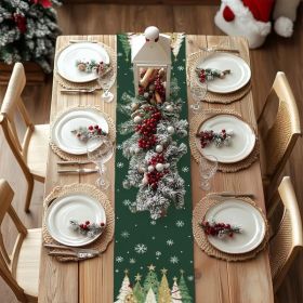 Christmas Table Runner 13x72 Inch, Xmas Trees Snowflakes Holiday Decorative Farmhouse Table Decoration For Kitchen Dinning, Indoor Outdoor Dinner Part (Option: defaulttitle)