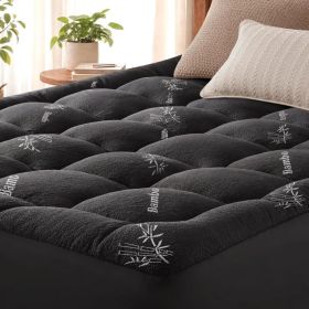 Queen Mattress Topper Viscose Derived From Bamboo, Cooling Thick Pillow Top Mattress Pad With Deep Pocket For 8-21 Mattress, Soft Breathable Mattress (Option: Black-Q)