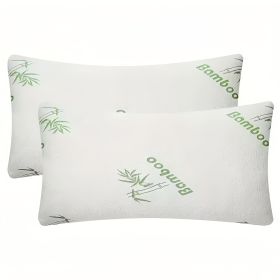 King Size Rayon Derived From Bamboo Pillow, Cooling Shredded Memory Foam Bed Pillows Sets For Back, Stomach, Side Sleepers, Adjustable Soft Firm, Wash (Option: 2pc Green Queen 18x 28in)