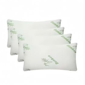King Size Rayon Derived From Bamboo Pillow, Cooling Shredded Memory Foam Bed Pillows Sets For Back, Stomach, Side Sleepers, Adjustable Soft Firm, Wash (Option: 4pc Green Queen 18x 28in)