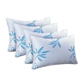 King Size Rayon Derived From Bamboo Pillow, Cooling Shredded Memory Foam Bed Pillows Sets For Back, Stomach, Side Sleepers, Adjustable Soft Firm, Wash (Option: 4pc Blue Queen 18x 28in)