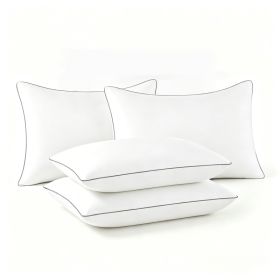 Pillows Standard And Full Size, Hotel Collection Bed Pillows For Side, Back, And Stomach Sleepers, Fluffy And Supportive, Down Alternative Microfiber (Option: 4pc Gray Standard 17x 26in)