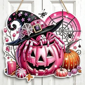 Halloween New Hot Selling Riding Broom Magical Witch Creative Wooden Printing Doors and Windows Garden Hanging Decoration (Color: 11, size: 30*30*0.5)