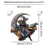 Halloween New Hot Selling Riding Broom Magical Witch Creative Wooden Printing Doors and Windows Garden Hanging Decoration
