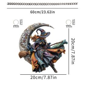 Halloween New Hot Selling Riding Broom Magical Witch Creative Wooden Printing Doors and Windows Garden Hanging Decoration (Color: 4, size: 30*30*0.5)