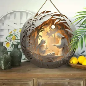 Halloween New Hot Selling Riding Broom Magical Witch Creative Wooden Printing Doors and Windows Garden Hanging Decoration (Color: 32, size: 15*15*0.5)