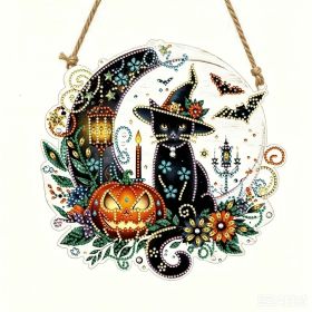 Halloween New Hot Selling Riding Broom Magical Witch Creative Wooden Printing Doors and Windows Garden Hanging Decoration (Color: 25, size: 15*15*0.5)