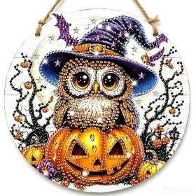 Halloween New Hot Selling Riding Broom Magical Witch Creative Wooden Printing Doors and Windows Garden Hanging Decoration (Color: 2, size: 20*20*0.5)