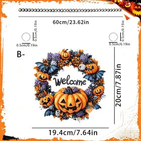 Halloween New Hot Selling Riding Broom Magical Witch Creative Wooden Printing Doors and Windows Garden Hanging Decoration (Color: 28, size: 15*15*0.5)