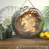 Halloween New Hot Selling Riding Broom Magical Witch Creative Wooden Printing Doors and Windows Garden Hanging Decoration