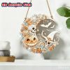 Halloween New Hot Selling Riding Broom Magical Witch Creative Wooden Printing Doors and Windows Garden Hanging Decoration