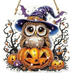 Halloween New Hot Selling Riding Broom Magical Witch Creative Wooden Printing Doors and Windows Garden Hanging Decoration (Color: 13, size: 15*15*0.5)