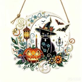 Halloween New Hot Selling Riding Broom Magical Witch Creative Wooden Printing Doors and Windows Garden Hanging Decoration (Color: 19, size: 30*30*0.5)