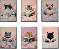 6 Piece Vintage Reading Quote Wall Art Prints, Retro Book Lover Canvas Posters with Inspirational Library Quotes