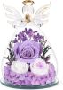 Gifts for Mom Birthday Gifts for Women Preserved Rose Forever Flower in Glass Angel Figurines Fresh Flowers for Delivery Anniversary Mothers Day Real