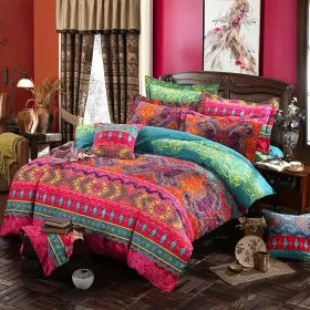 2pcs duvet cover set twin (duvet cover*1+Pillowcase*1) Extremely diverse styles (Style: Boho Pink)