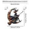 Halloween New Hot Selling Riding Broom Magical Witch Creative Wooden Printing Doors and Windows Garden Hanging Decoration