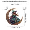 Halloween New Hot Selling Riding Broom Magical Witch Creative Wooden Printing Doors and Windows Garden Hanging Decoration