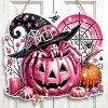 Halloween New Hot Selling Riding Broom Magical Witch Creative Wooden Printing Doors and Windows Garden Hanging Decoration