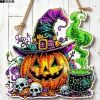 Halloween New Hot Selling Riding Broom Magical Witch Creative Wooden Printing Doors and Windows Garden Hanging Decoration