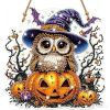 Halloween New Hot Selling Riding Broom Magical Witch Creative Wooden Printing Doors and Windows Garden Hanging Decoration