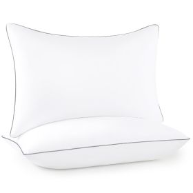Pillows Standard And Full Size, Hotel Collection Bed Pillows For Side, Back, And Stomach Sleepers, Fluffy And Supportive, Down Alternative Microfiber (Option: 2pc Gray Standard 17x 26in)